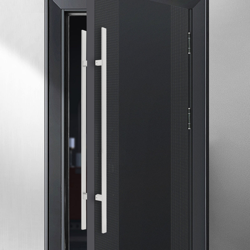 Poignée de porte à double face à tirer, poignée de porte en forme de H (1,57 (l)), 47.24", Argent satiné