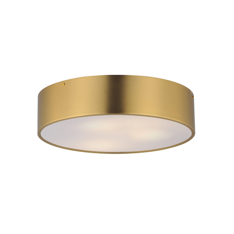 Tommy-Flush Mount, Satin Brass, 3, 4" H x 16" W x 16" D