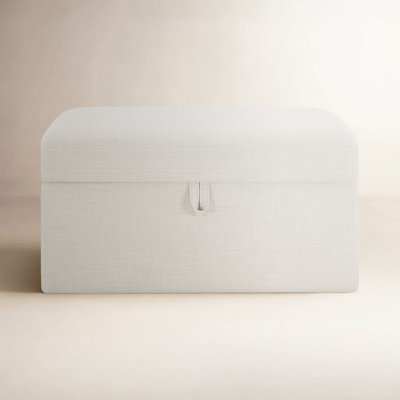 37" Linen Upholstered Ottoman