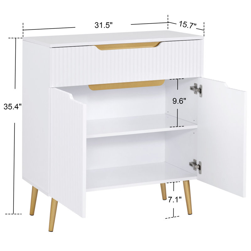 White Console Table with Storage Drawer, Entryway Table with Cabinet
