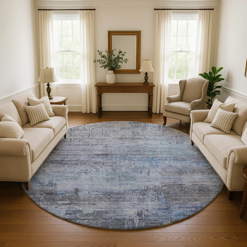 Premium Machine Washable Baford AMF1650 Abstract Rug, Round 8'
