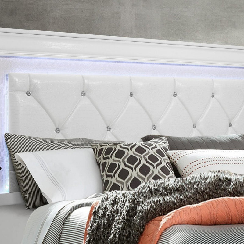 Villalobos Upholstered Standard Bed, Queen, White