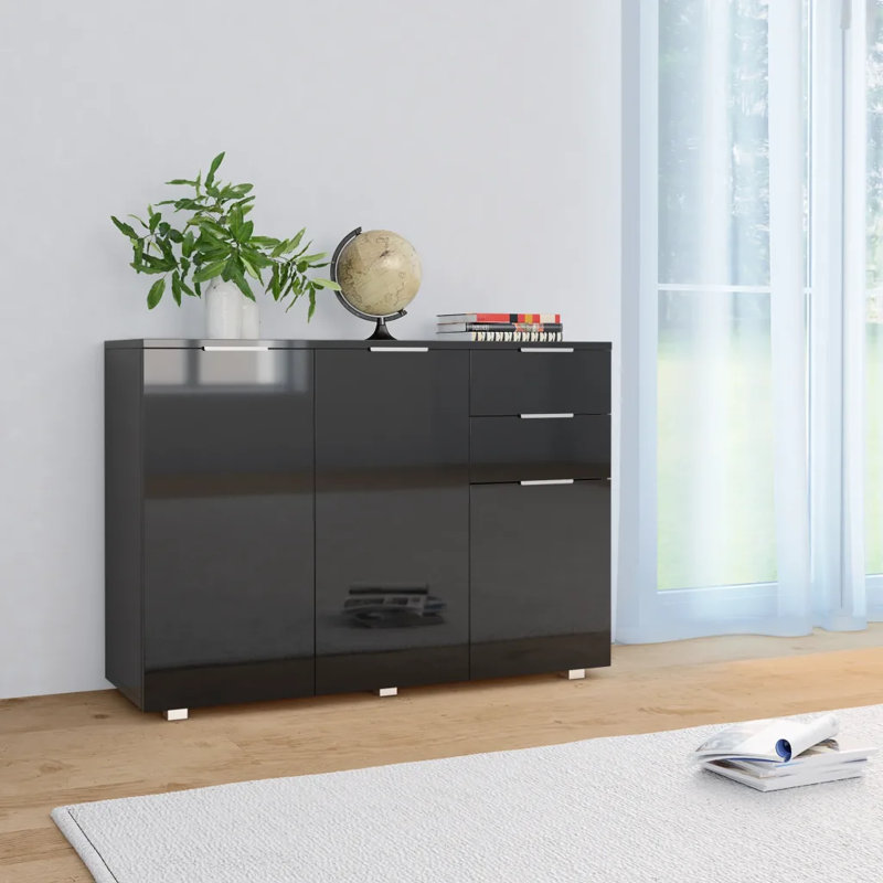 Sideboard High Gloss 107x35x80.5 cm, Black