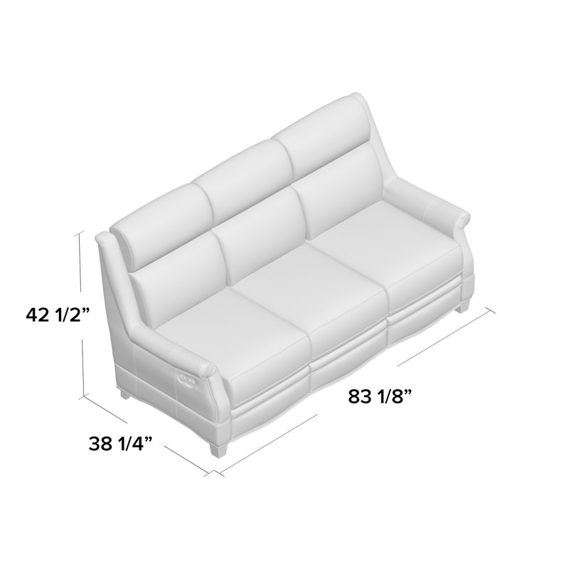 Tull Upholstered 83.1'' Reclining Sofa, Shoreham Blue Genuine Leather