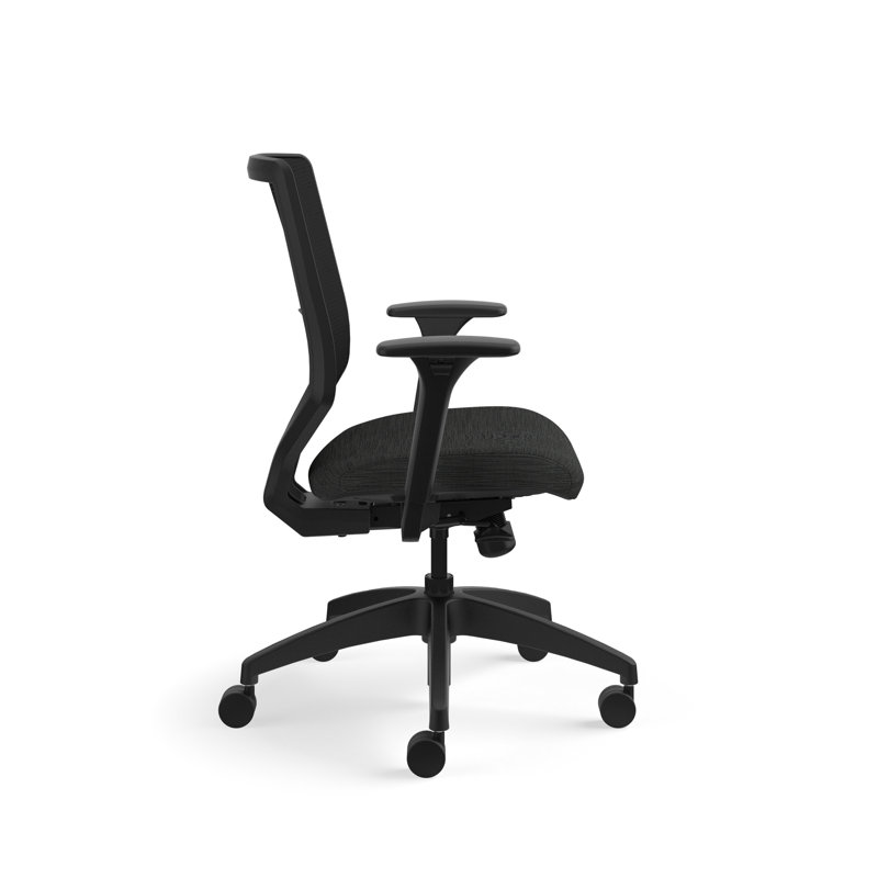 Black Mesh Adjustable Swivel Task Chair with Fabric Seat