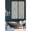 Ensemble de 2 grands panneaux d'art mural en bois avec finition blanche patinée et décorations de miroir rond, 16,9 po x 48 po