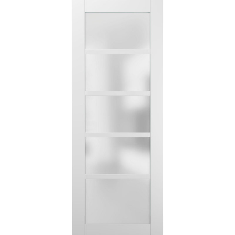 Dalle de porte blanche en verre givré Quadro, 32 po x 80 po