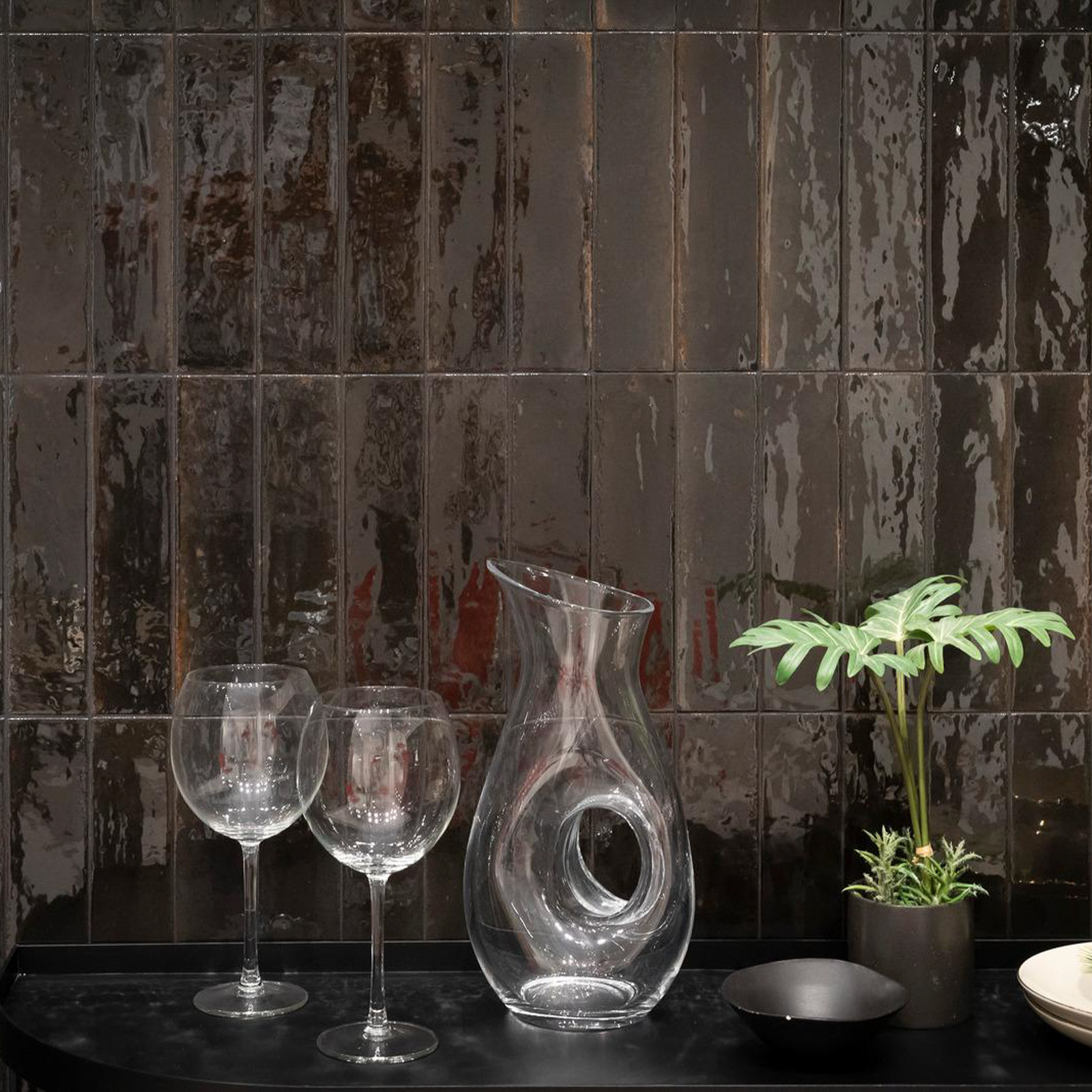 Lucca 2.5" x 9.5" Porcelain Subway Tile, Nero Black