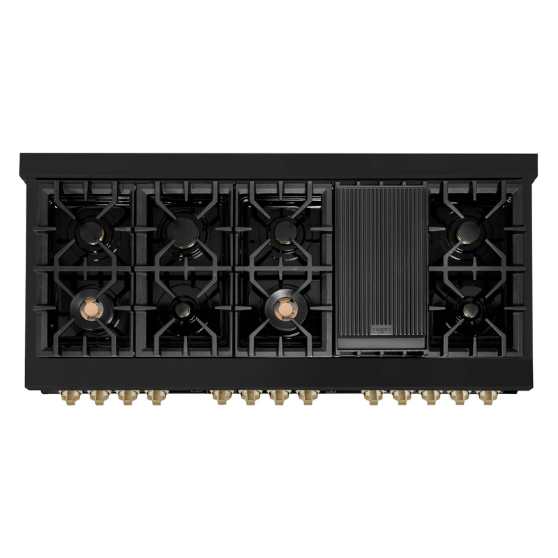 ZLINE Autograph 60" Legacy Dual Fuel Range, Black Stainless Steel and Champagne Bronze