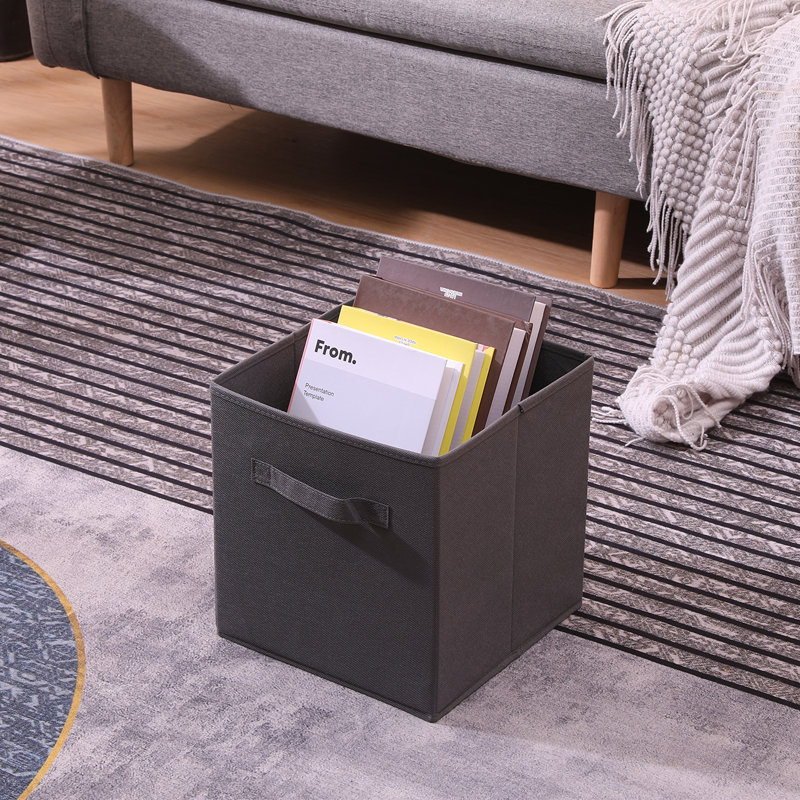 4 Pieces Collapsible Storage Cube Boxes with Handle, Black#4  (38*33*33)