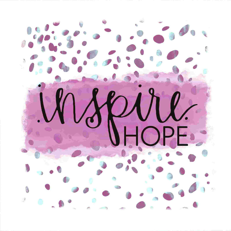 Hope Inspired Text - Wrapped Canvas Print, 12" H x 12" W  