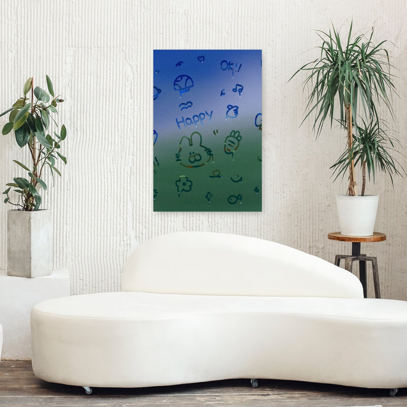 Happy Window Doodles Playful Whimsical Abstract Fish Flower Landscape Wall Art Print 1 Piece Wrapped Canvas Wall Art