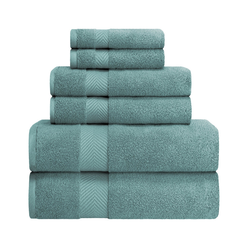 Ensemble de serviettes 100% coton ultra doux 6 pièces Hamachi, Jade, 6 Piece Towel Set