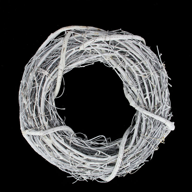 Couronne de Noël artificielle rustique avec brindille blanche - non éclairée, 10,5" H x 10,5" L x 2,75" D