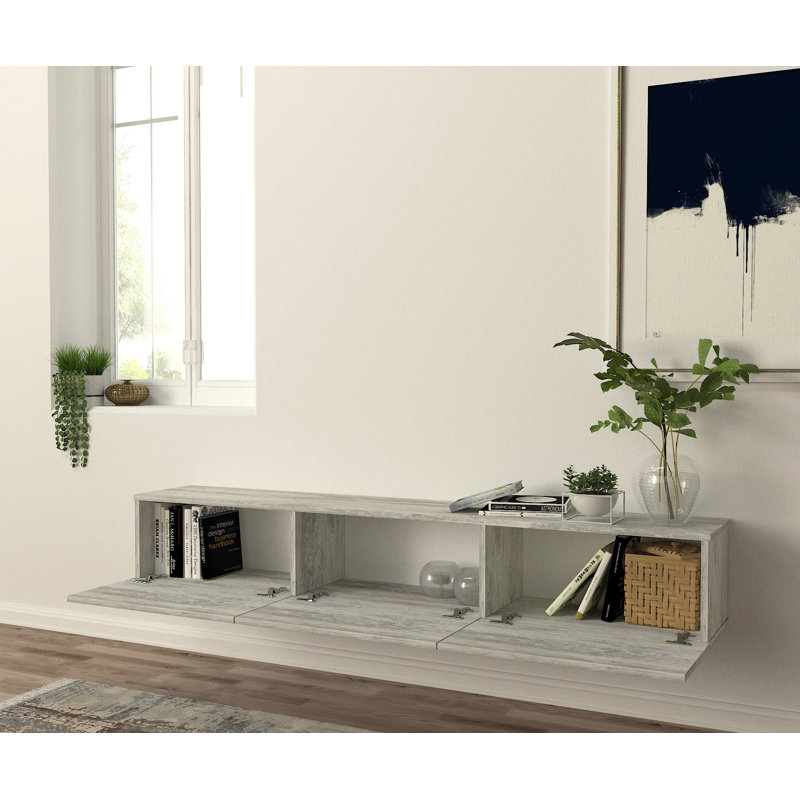 Eva 71'' W Floating Storage Credenza, Gray/White