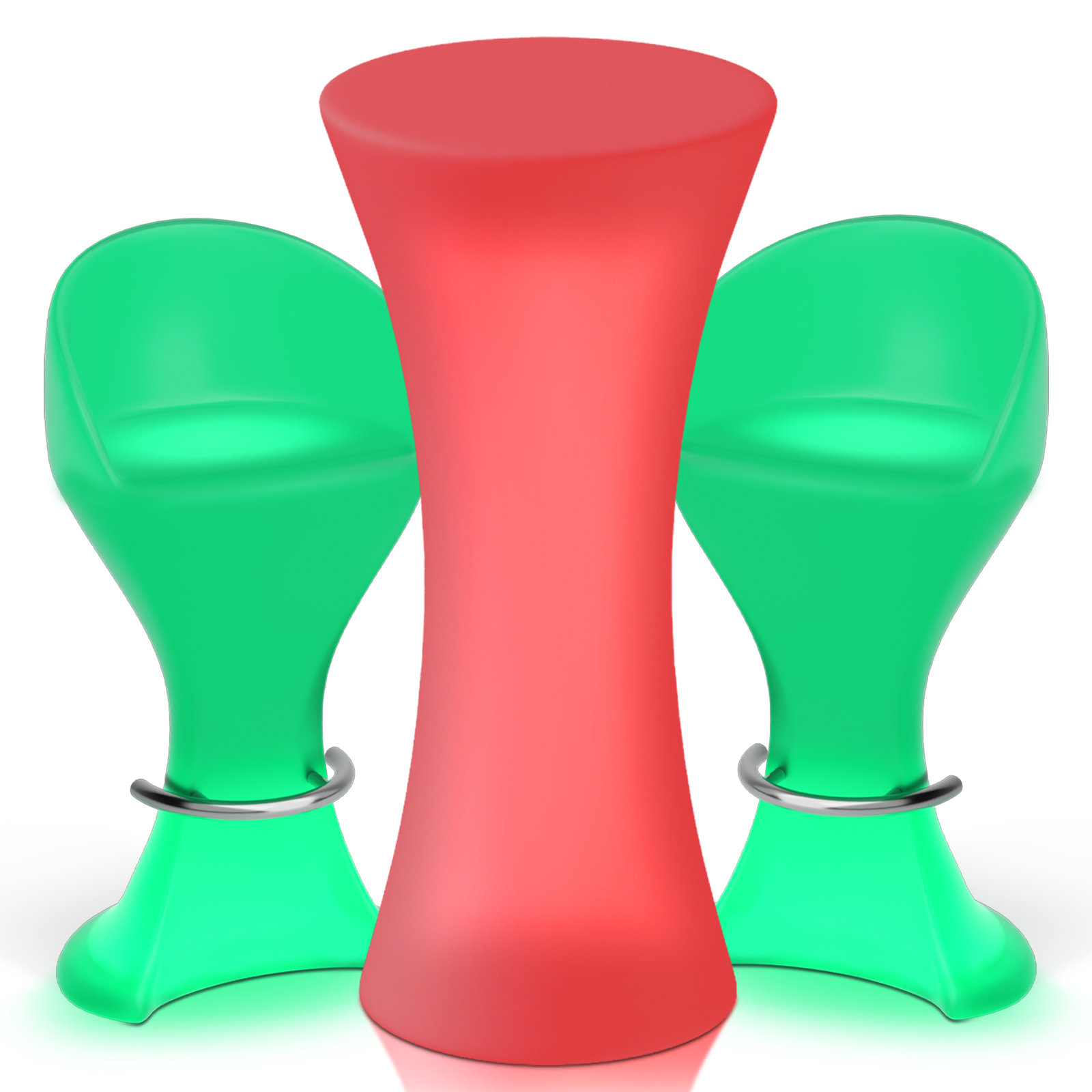 MoNiBloom 3 Piece 2 Person LED Light Up Bar Stool and Table Modern