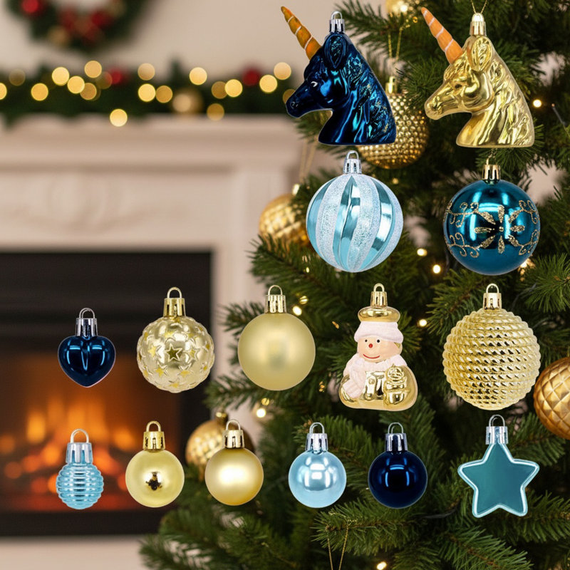 Ensemble de 72 boules de Noël en plastique avec boules de Noël suspendues multicolores