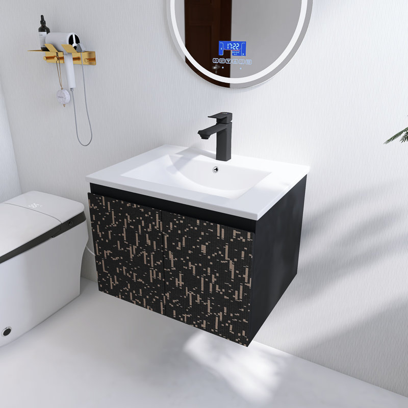  Meuble-lavabo mural 24 po avec lavabo en céramique Exmore, Souffle de bébé