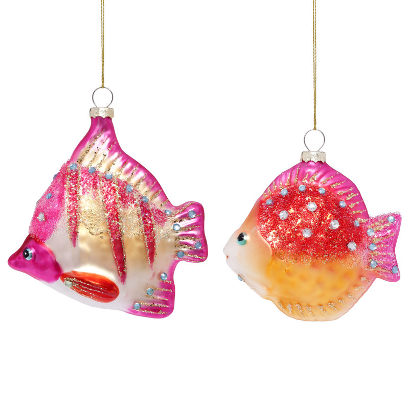 Ornement poisson scintillant, ensemble de 6 à 5 pouces