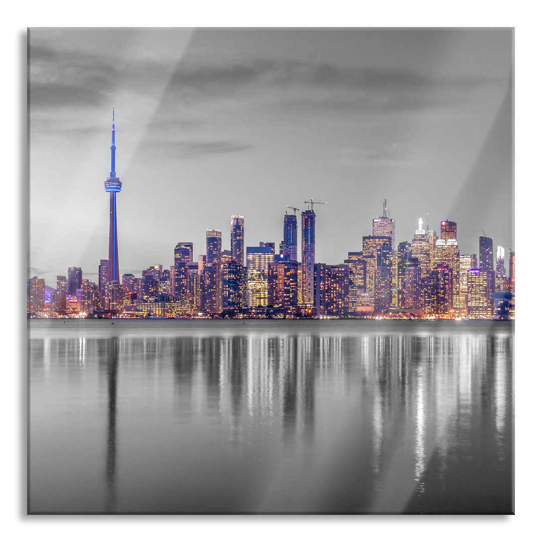 Glasbild Skyline Toronto in der Abenddämmerung