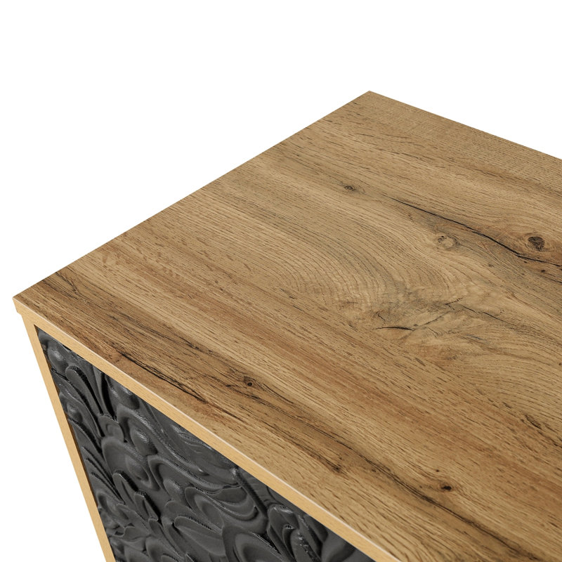 Buffet vintage à porte symétrique sculptée avec cadre en bois