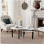 Table basse contemporaine rotative avec pieds en bois d'hévéa massif, table basse rotative à 360 degrés avec plateau en pierre frittée blanche de 6 mm pour le salon, la chambre à coucher, le balcon et le bureau personnel