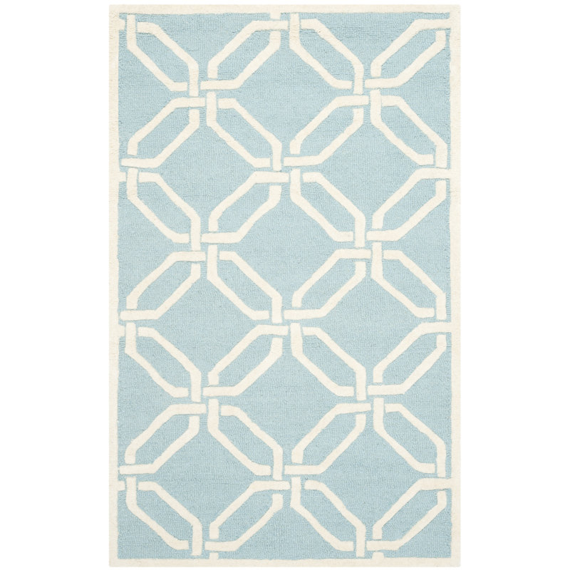 Geometric Wool Hand Woven Area Rug, Rectangle 91 x 152cm