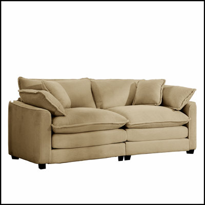 Canapé de salon moderne en tissu avec 4 coussins, grande causeuse profonde pour plus de confort et de style