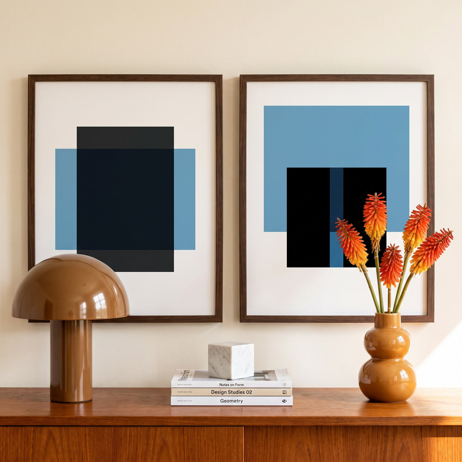 Alba "Black and Blue" 2-Piece Print Set, 20" H x 16" W
