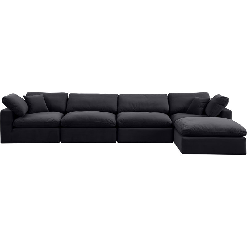Canapé modulaire réversible en velours Hinesh, Velours noir