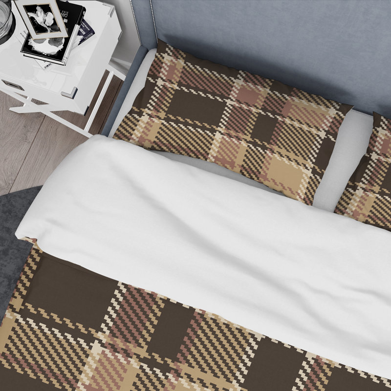 Ensemble de housse de couette en microfibre noir / brun 3 pièces, Housse de couette pour grand lit et 2 taies décor