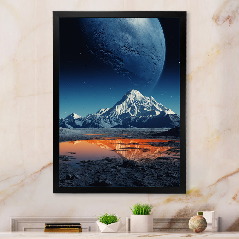 Paysage lunaire volcanique sur toile, H 44 po x l 34 po x P 1,5 po, Cadre simple noir