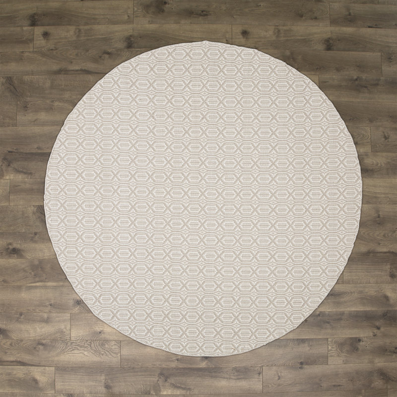 Bester Hand Woven Cotton Geometric Rug, Round 6'