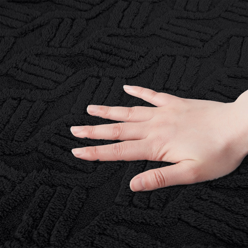Scaife Geometric Bath Rug Set, Black