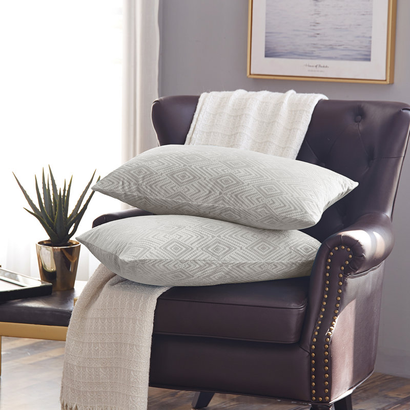 Housse de coussin rectangulaire en velours Ikat, Argent