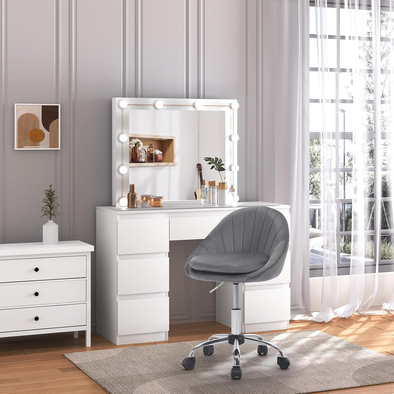Chartrand Velvet Office Chair, Grey