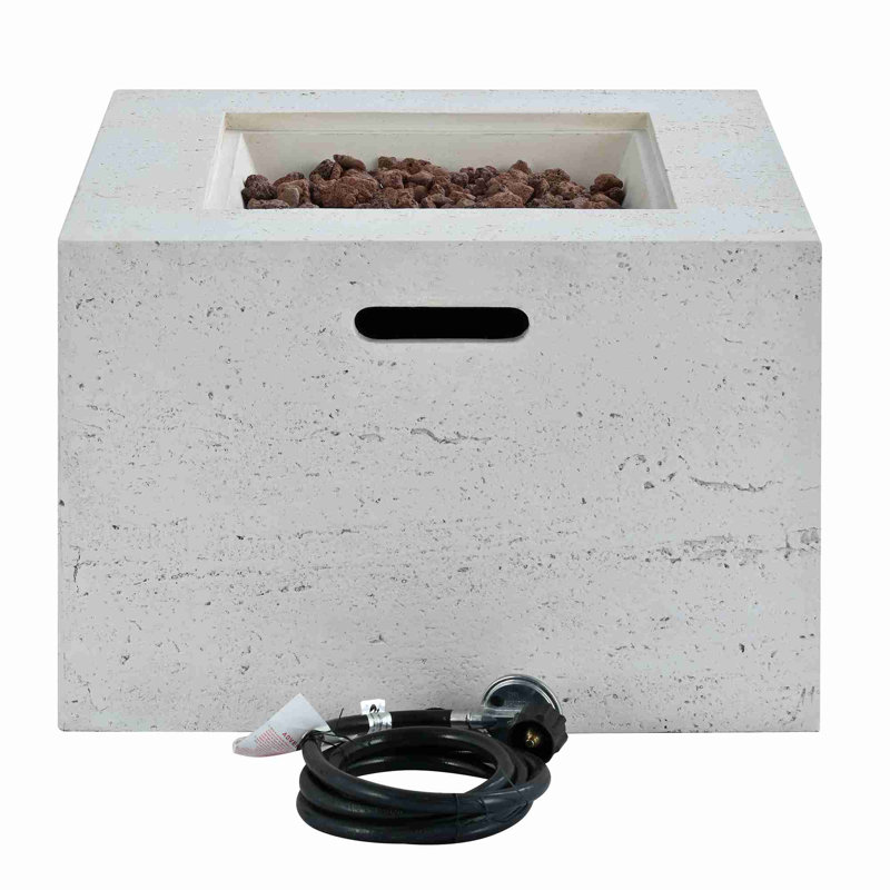 Square Outdoor Fire Pit, Beige