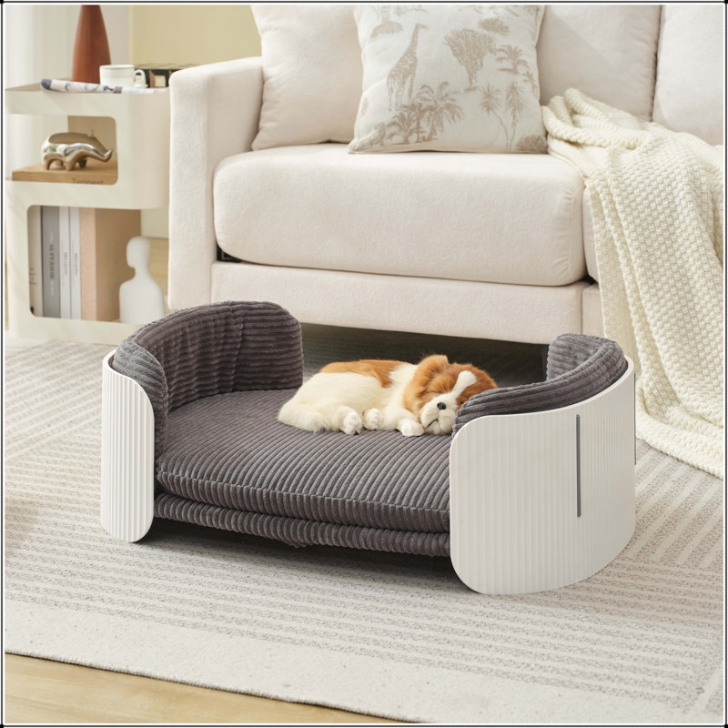 Lit pour animaux de compagnie, Blanc / Gris, H 10,23 po x l 33,46 po x P 20,07 po