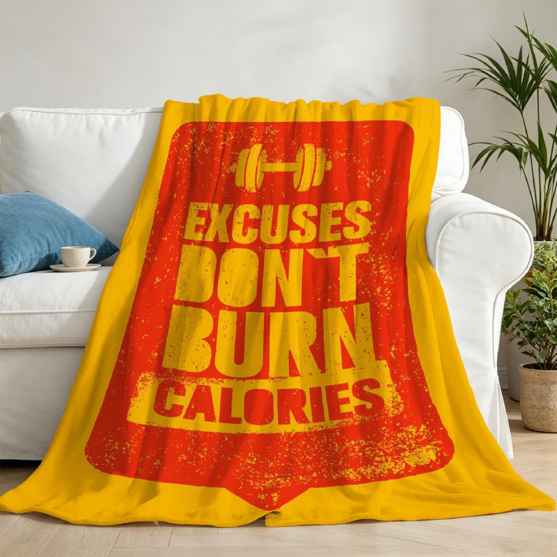 Jeté en flanelle transparente molletonnée ultra douce, imprimé sport et remise en forme à une face, Throw 50" x 60"