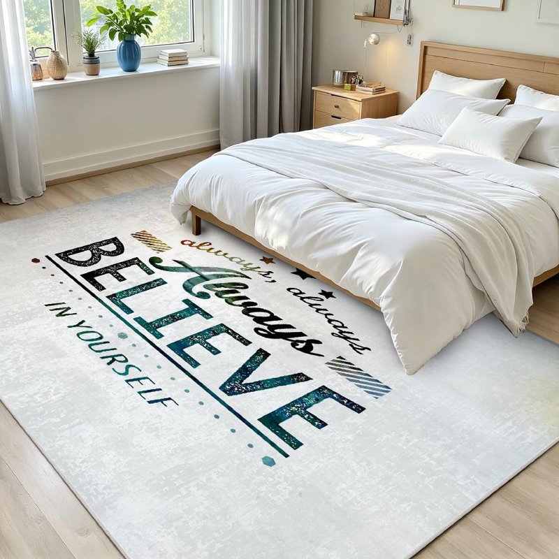 Tapis d'intérieur transparent lavable à la machine, inspirant et inspirant, Rectangle 71 po x 98 po