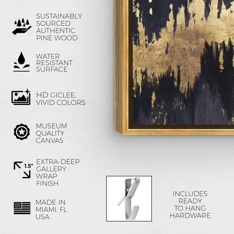 " Abstract Late Night Sky " by Oliver Gal, 45" H x 30" W x 1.5" D, Gold Framed