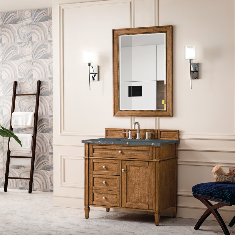 Brittany 36'' W Single Vanity, Saddle Brown, Parisien Bleu, 8" Widespread