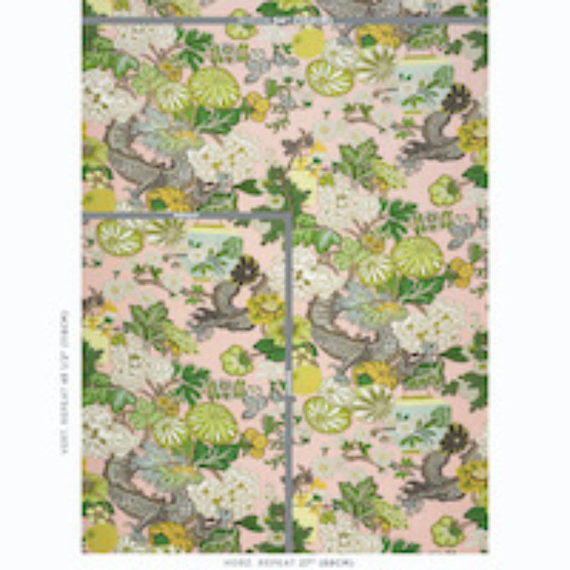 Chiang Mai Dragon Fabric, Blush