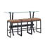 Ensemble de table de bar et de chaises, 4 pièces (1 table + 3 chaises), plateau en verre trempé, siège en cuir PU, structure en métal noir, polyuréthane brun, style industriel moderne