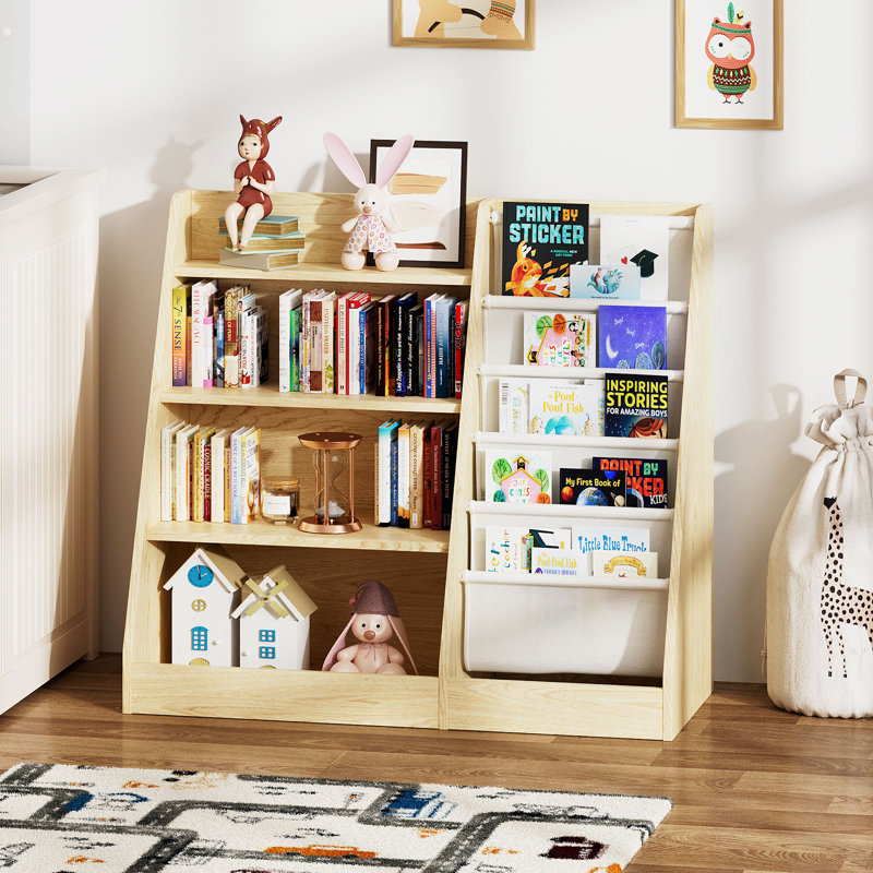 Bathelda Standard Bookcase, Storage Book Rack, Organizer Cabinet, Book Display, Oak/White