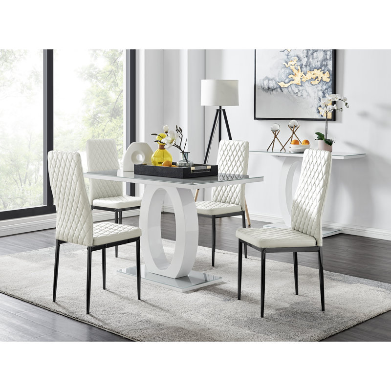 4 - Person Dining Set, White/Black