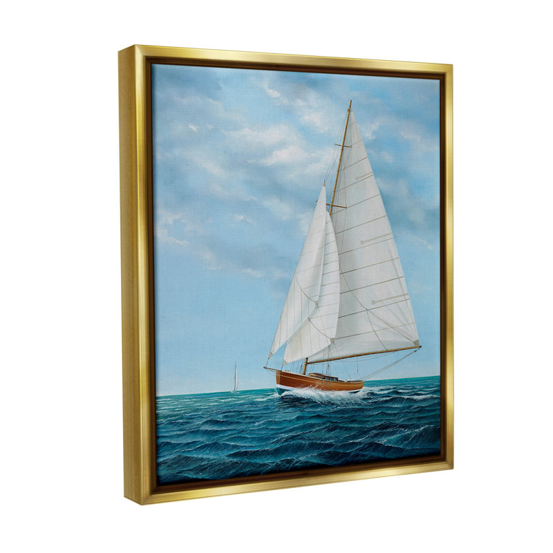 "Vagues nautiques" par Max Maxx sur toile, Cadre flottant métallique doré, H 31 po x l 25 po
