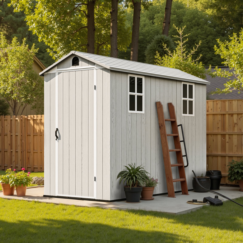 4 Ft. W X 8 Ft. D Resin Storage Shed, Gray