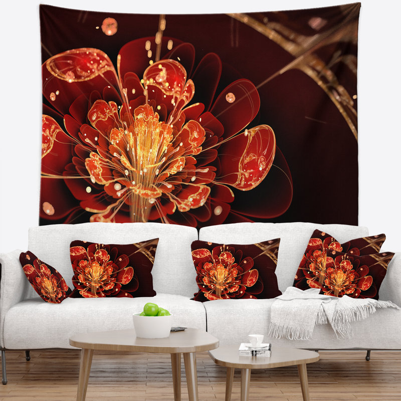 Tapisserie florale avec pétales de fleurs, H 78 po x l 92 po