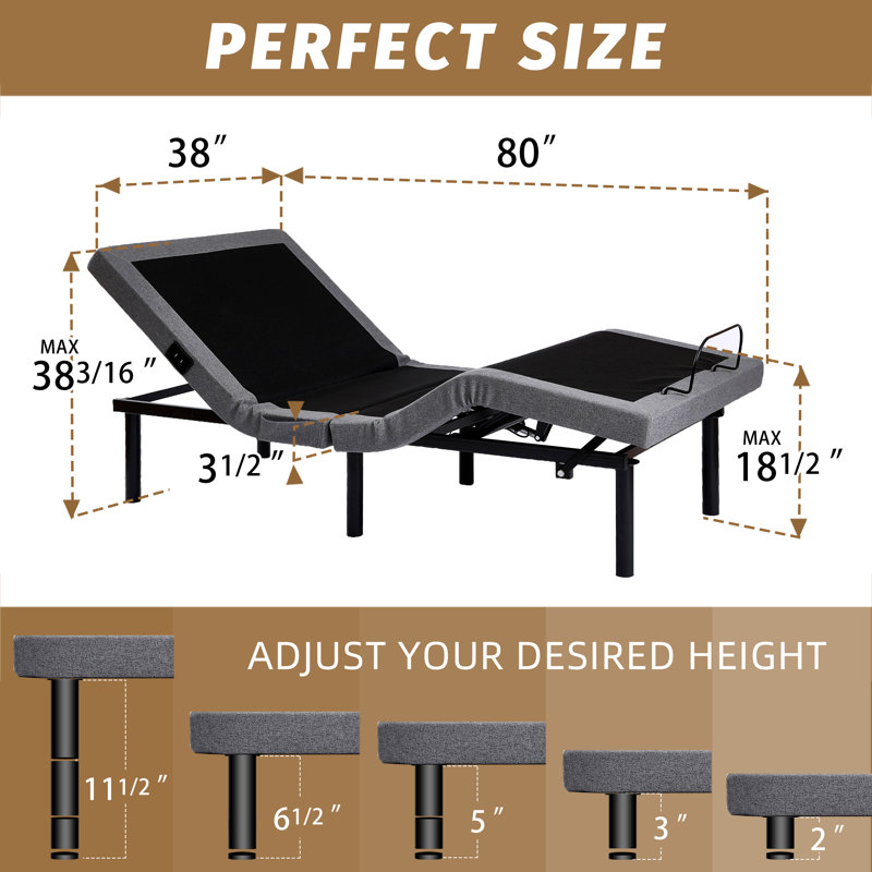 Harriman Twin Massaging Zero Gravity Adjustable Bed with Wireless Remote